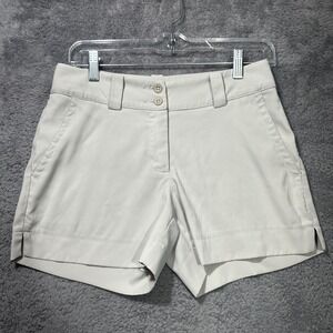 Nike Golf Shorts Womens 0 Beige Khaki Performance Stretch Double Button Slits